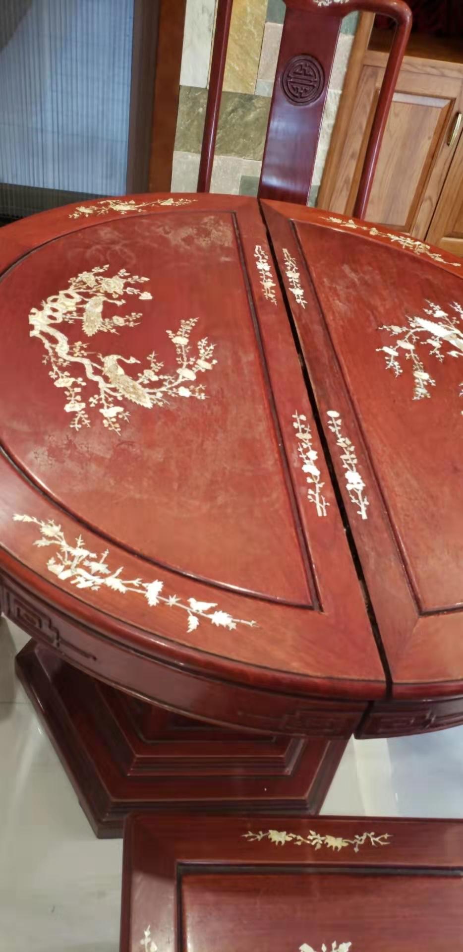 佛山南海客戶緬甸花梨餐臺改色翻新